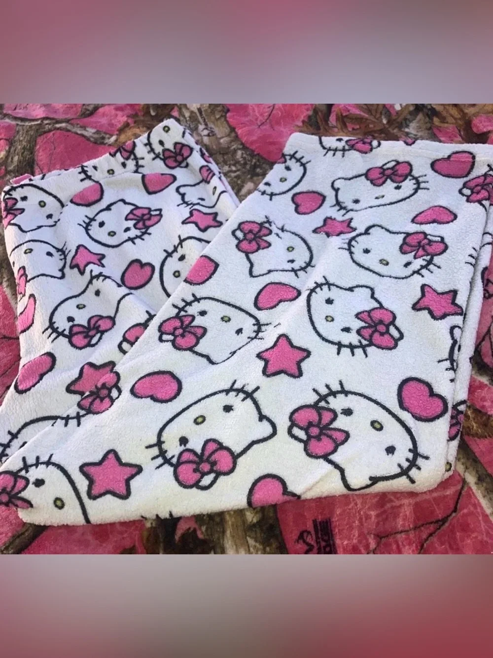 Vintage Hello Kitty White and Pink Plush Pajama pants